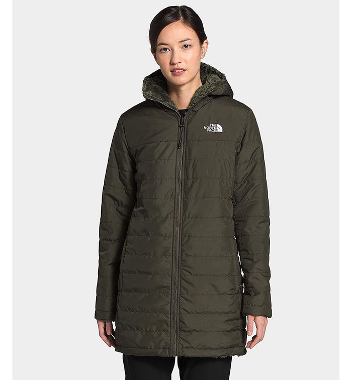 The North Face Parka Damska Ciemny Zielone Mossbud Insulated Reversible - OPDW06715